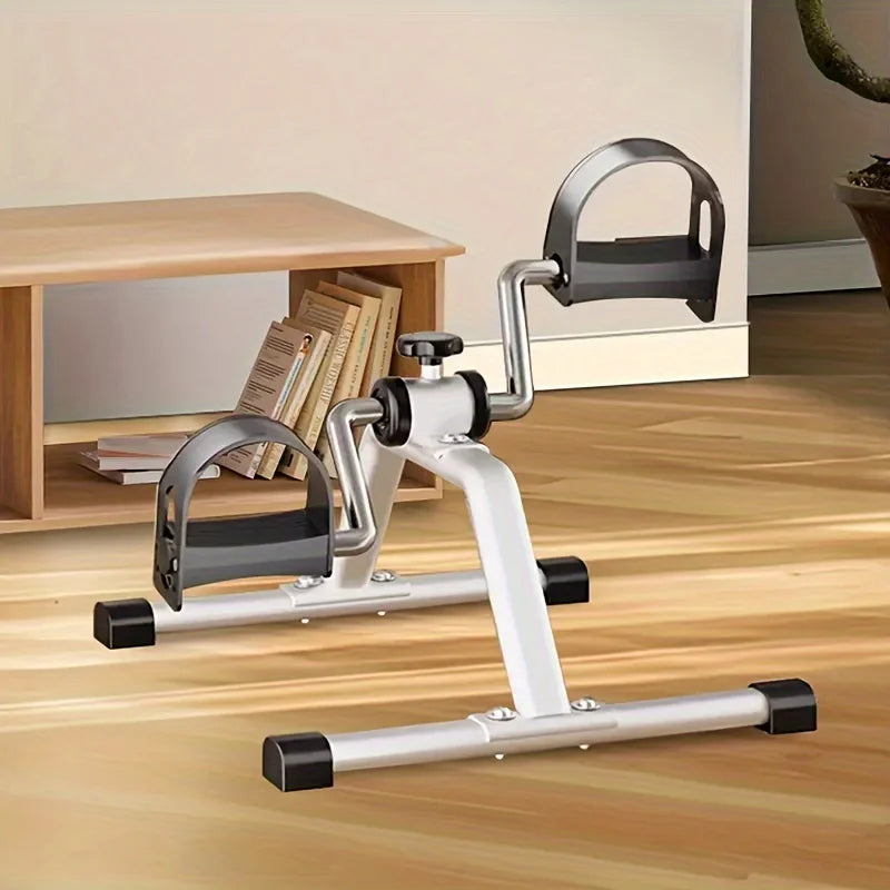 White Pedal Exerciser with Adjustable Pedals, Sturdy Metal Frame for Home Exercise & Rehabilitation