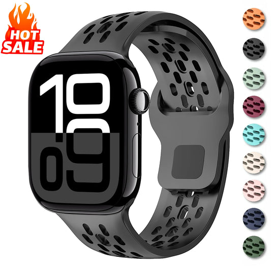 Silicone Strap For Apple Watch Bands 46mm 45mm 44mm 42mm 41mm 40mm 38mm Sport Correa Bracelet iWatch Series 11 10 9 8 7 6 SE 5 4