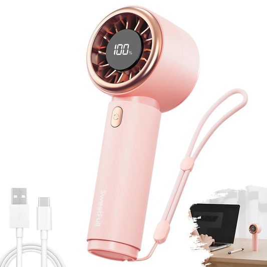Sleek Handheld Fan Portable Rechargeable Fan 2000mAh 5 Speed Adjustable Modern Design Strong Airflow Personal Cooling Fan