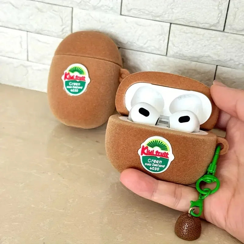 Fashion 3D Kiwi Silicone Earphone Case For Airpods 4 2024 Soft Shockproof Cute Headphone Cover For Airpods 1 2 3 Pro 2022 Coque