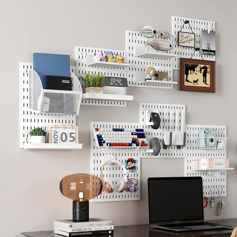 Wall-Mounted Pegboard Organizer for Tool Rooms, with Over 100 Accessories for Free Combination, Ideal for Crafts Storage