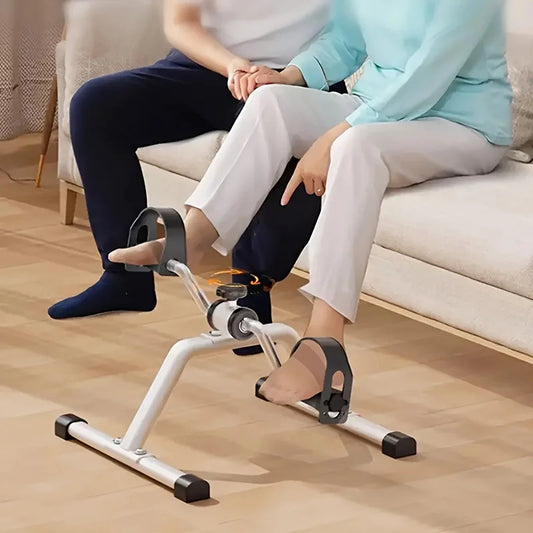 White Pedal Exerciser with Adjustable Pedals, Sturdy Metal Frame for Home Exercise & Rehabilitation