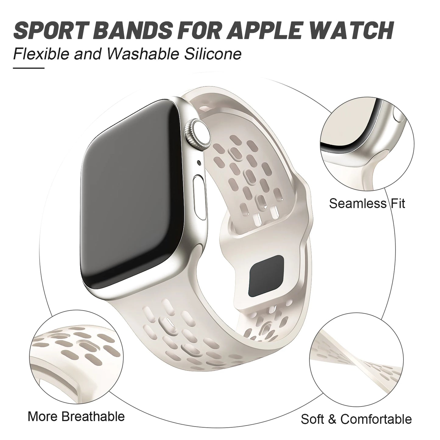 Silicone Strap For Apple Watch Bands 46mm 45mm 44mm 42mm 41mm 40mm 38mm Sport Correa Bracelet iWatch Series 11 10 9 8 7 6 SE 5 4