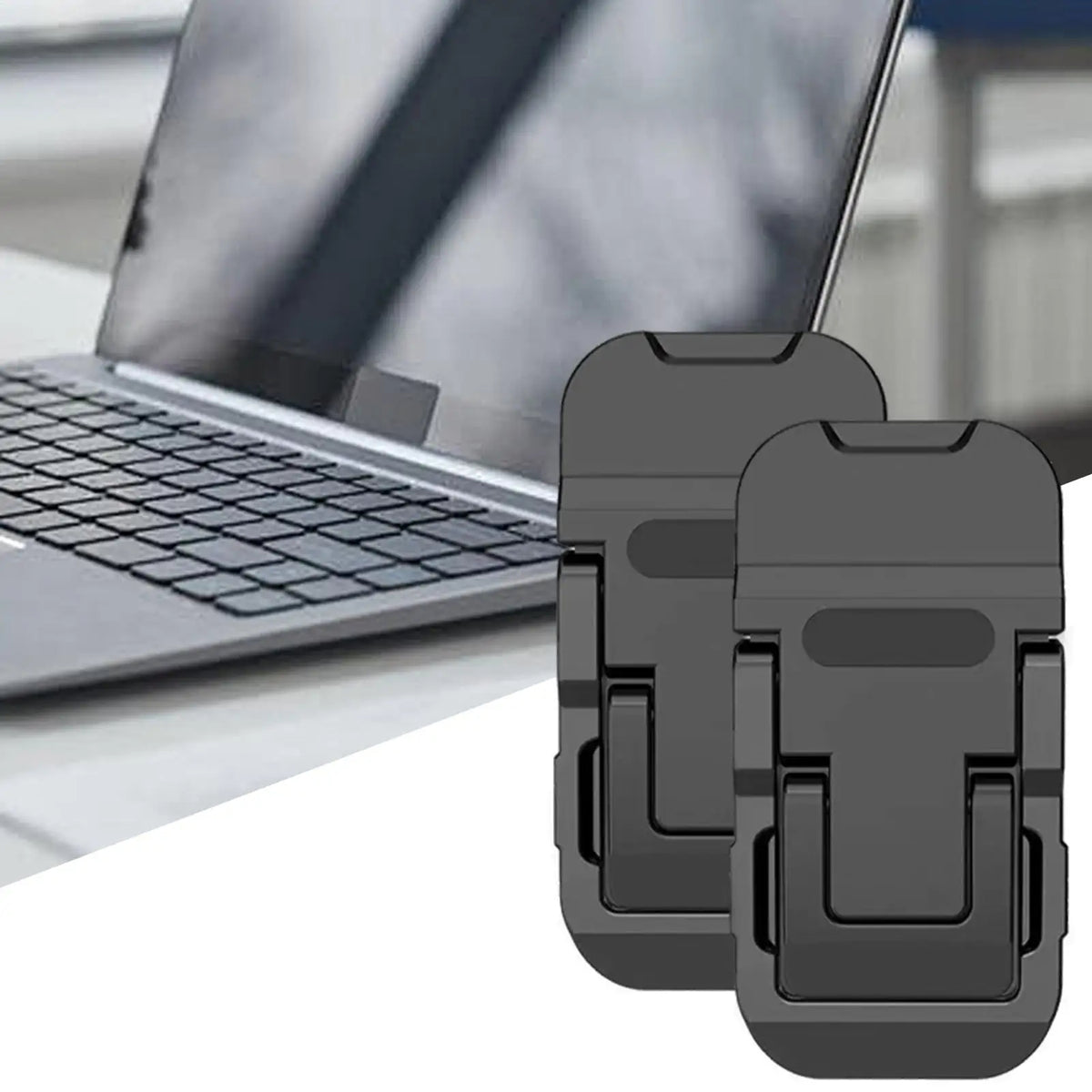 2PCS Mini Foldable Laptop Stand Portable Computer Keyboard Riser with 2 Adjustable Angles Self-Adhesive Invisible Notebook Stand
