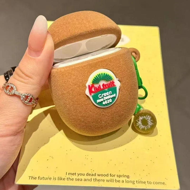 Fashion 3D Kiwi Silicone Earphone Case For Airpods 4 2024 Soft Shockproof Cute Headphone Cover For Airpods 1 2 3 Pro 2022 Coque