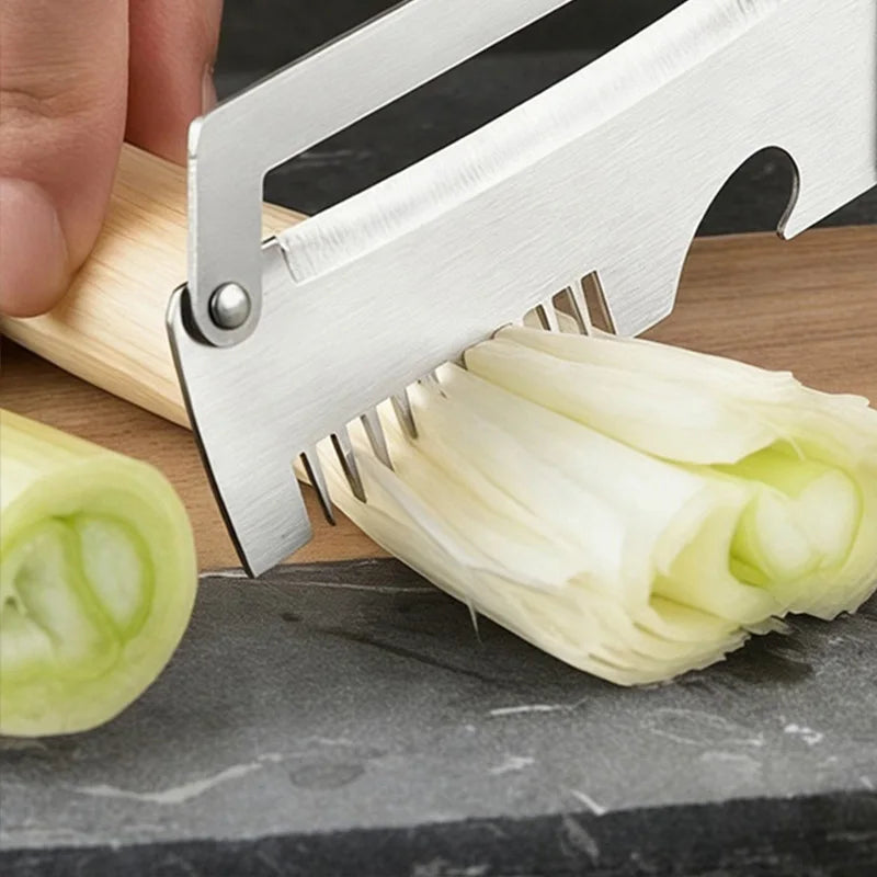3-in-1 Stainless Steel Peeler & Scallion Shredder with Bottle Opener for Peeling and Slicing Fruits and Vegetables Kitchen Tool