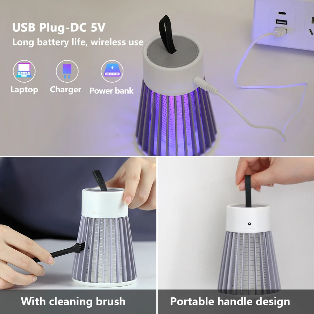 Mosquito Killer Lamp Electric Insect Zapper 2-in-1 USB Bug Trap with LED Light for Bedroom Outdoor Camping Wasps Gnats