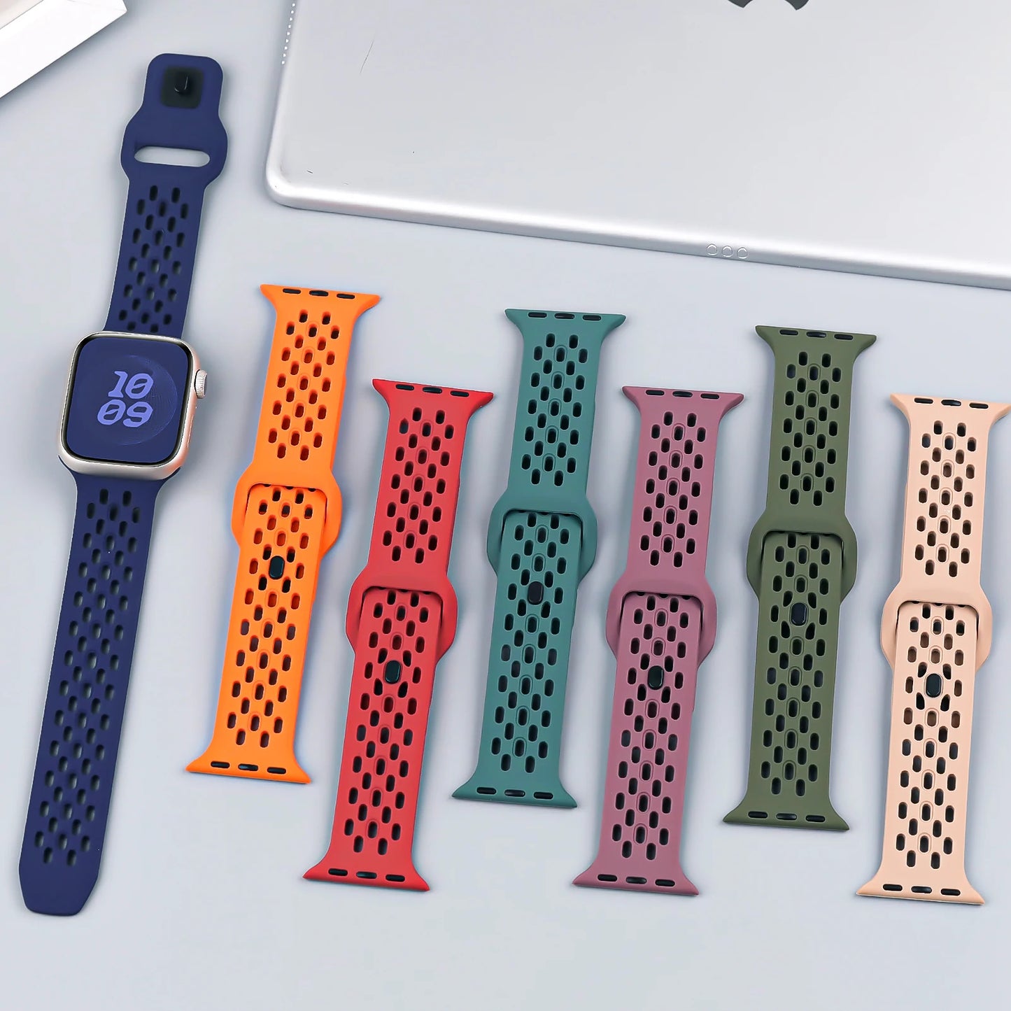 Silicone Strap For Apple Watch Bands 46mm 45mm 44mm 42mm 41mm 40mm 38mm Sport Correa Bracelet iWatch Series 11 10 9 8 7 6 SE 5 4