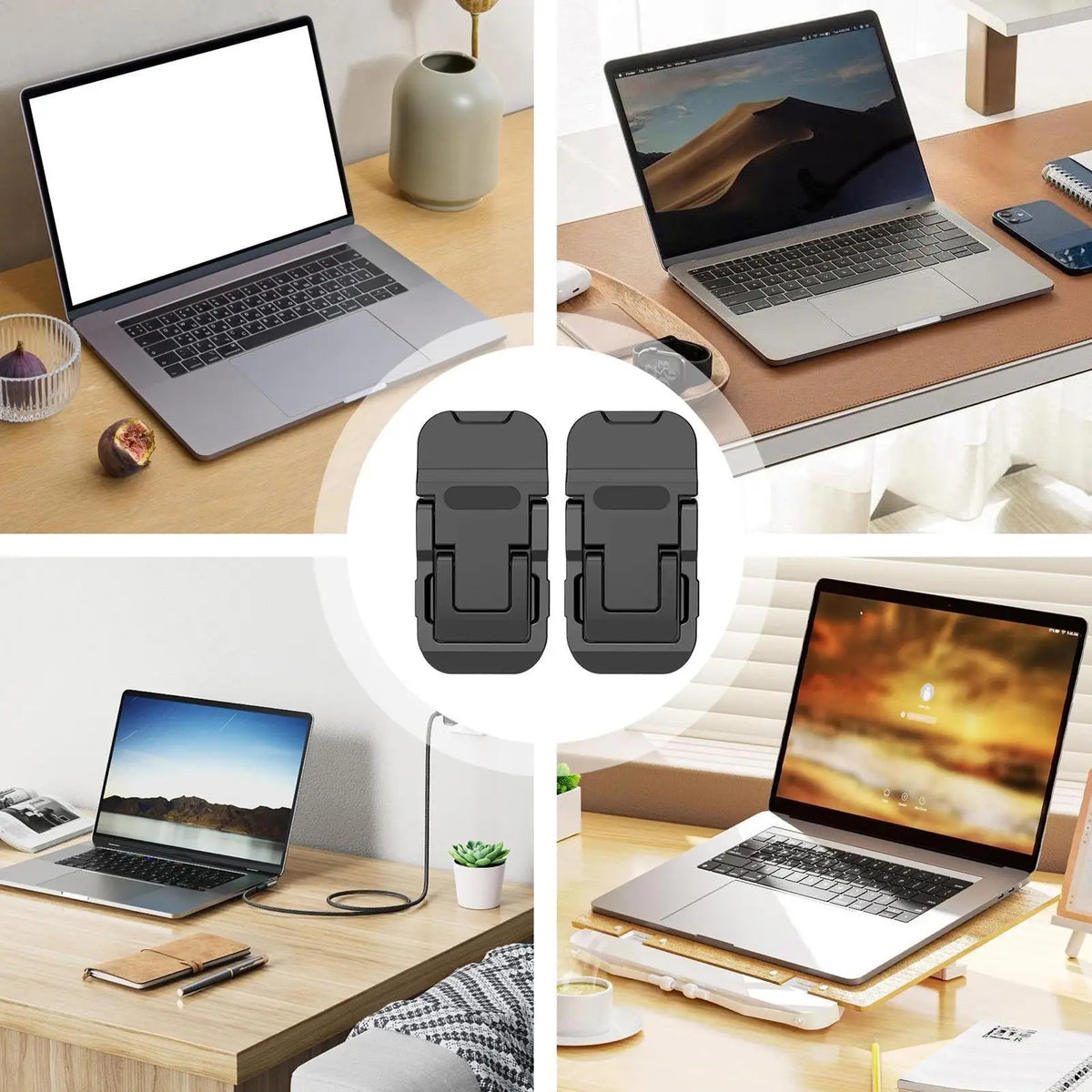 2PCS Mini Foldable Laptop Stand Portable Computer Keyboard Riser with 2 Adjustable Angles Self-Adhesive Invisible Notebook Stand