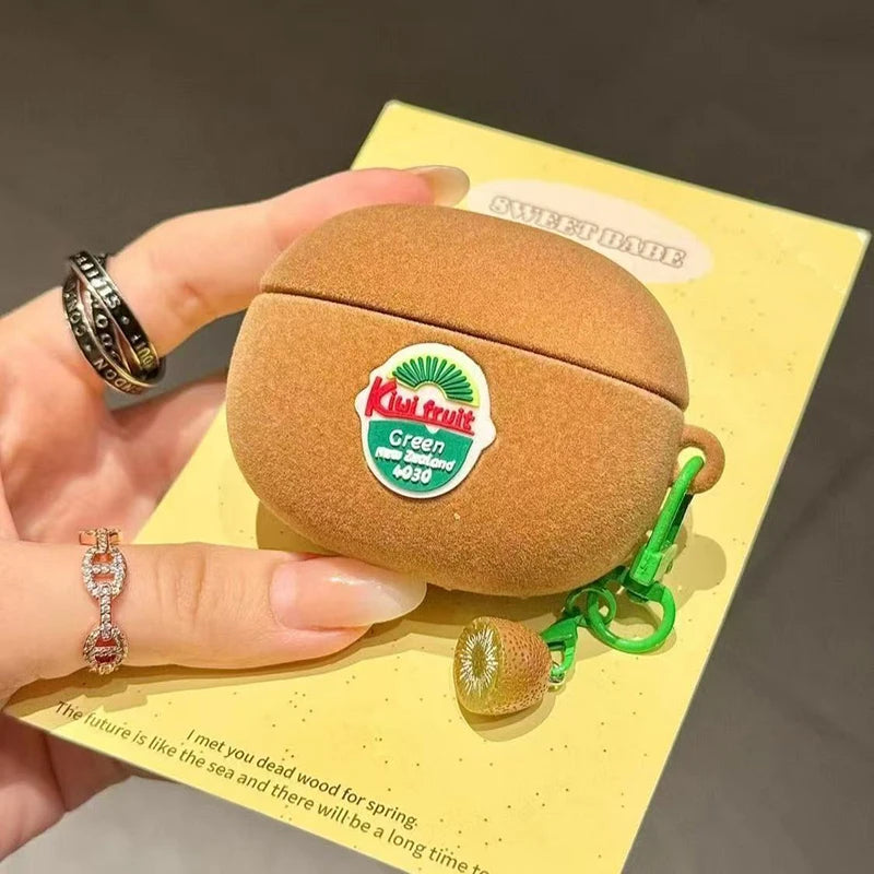 Fashion 3D Kiwi Silicone Earphone Case For Airpods 4 2024 Soft Shockproof Cute Headphone Cover For Airpods 1 2 3 Pro 2022 Coque
