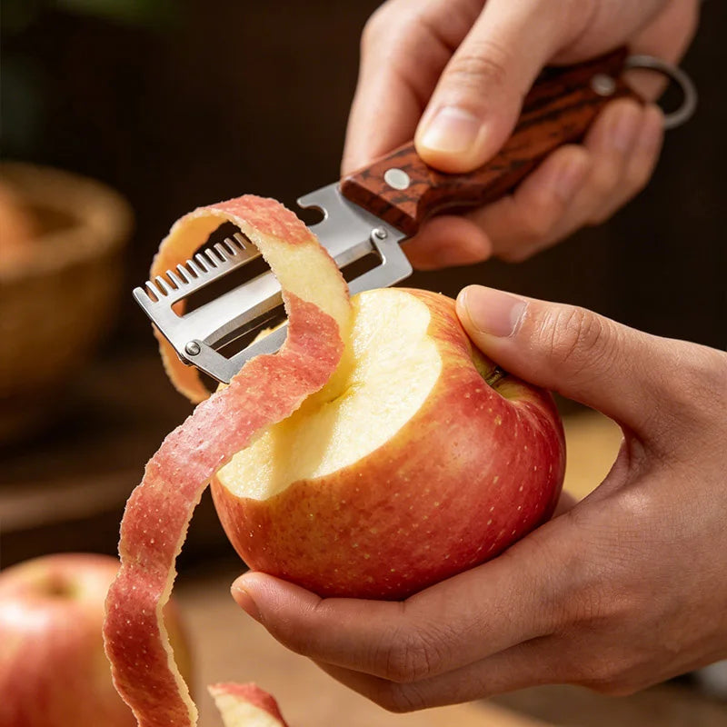 3-in-1 Stainless Steel Peeler & Scallion Shredder with Bottle Opener for Peeling and Slicing Fruits and Vegetables Kitchen Tool