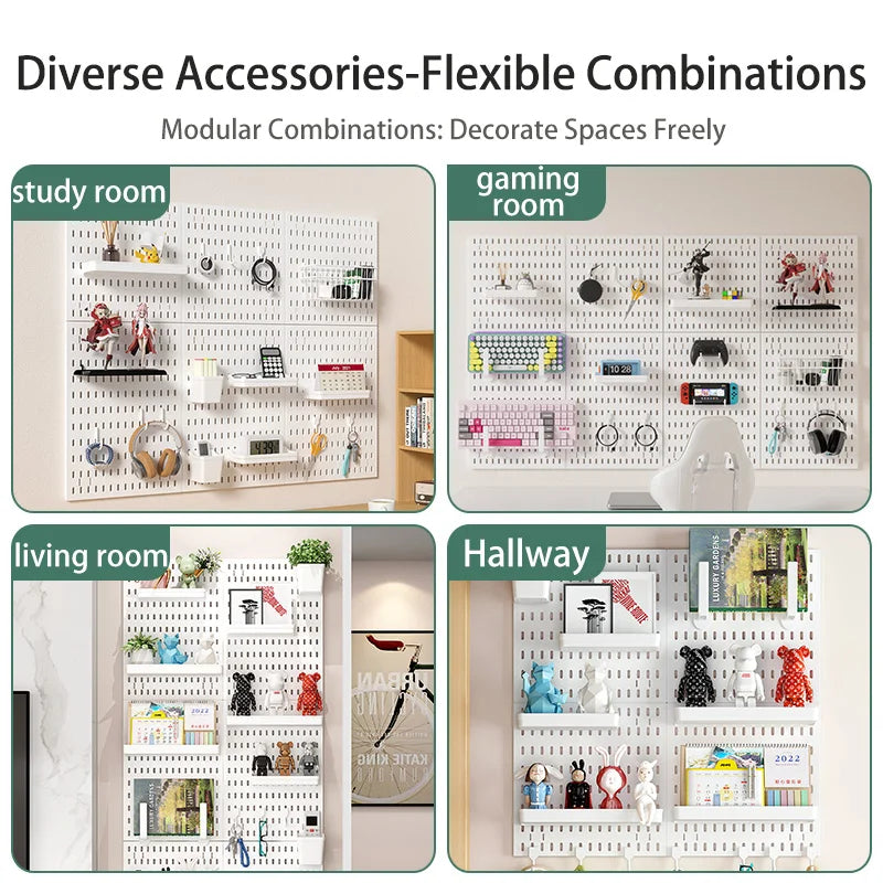 Wall-Mounted Pegboard Organizer for Tool Rooms, with Over 100 Accessories for Free Combination, Ideal for Crafts Storage
