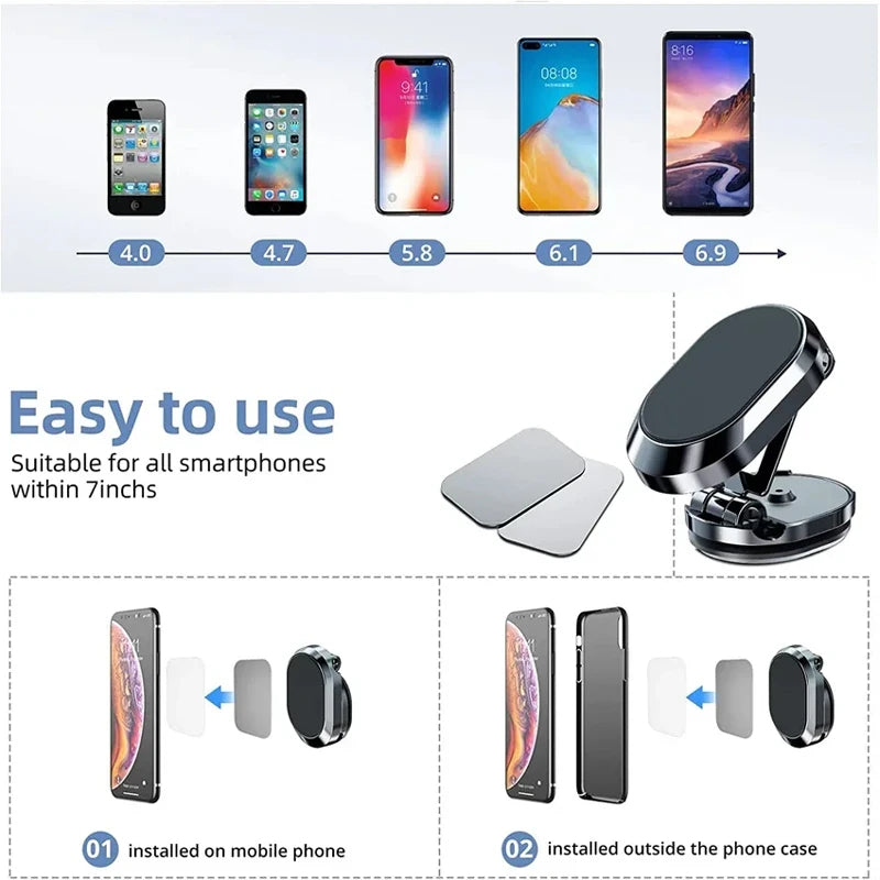 2024 Magnetic Car Phone Holder Magnet Smartphone Mobile Stand Cell GPS For iPhone 15 14 13 Pro Max X Xiaomi Mi Huawei Samsung LG